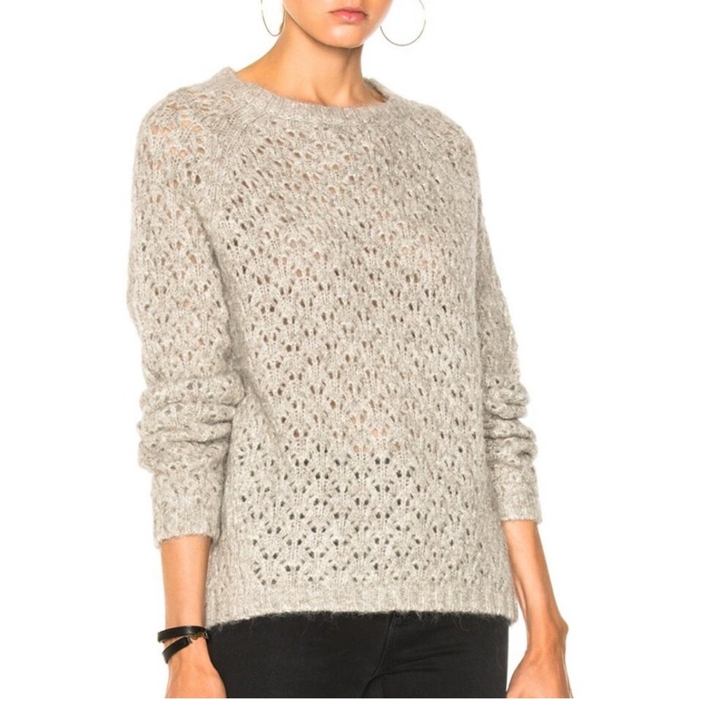 [Nili Lotan] Alpaca Silk Millie Sweater Light Grey Melange Small